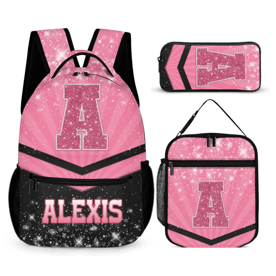 Customized Backpack for Girls Ages 3-10 - Personalized Glitter Monogrammed Name Bags for Kindergarten, Preschool and Elementary School Children