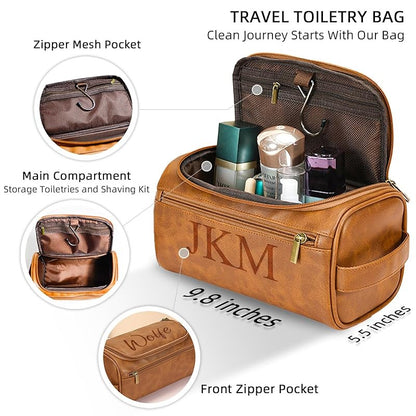 Personalized Toiletry Bag for Men, Engraved Name Initials Toiletry Bag