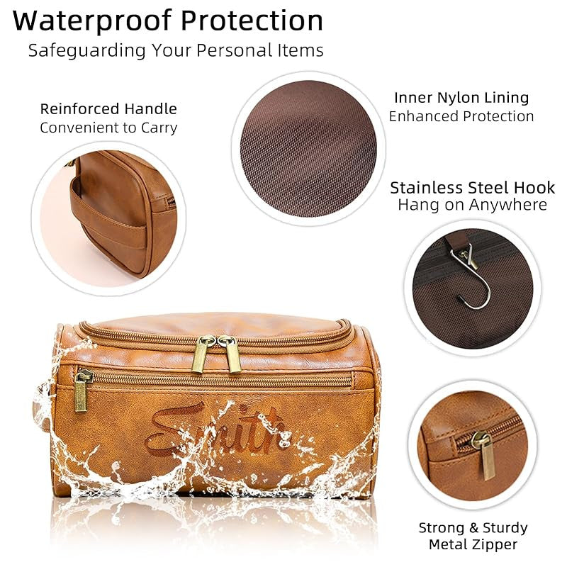 Personalized Toiletry Bag for Men, Engraved Name Initials Toiletry Bag